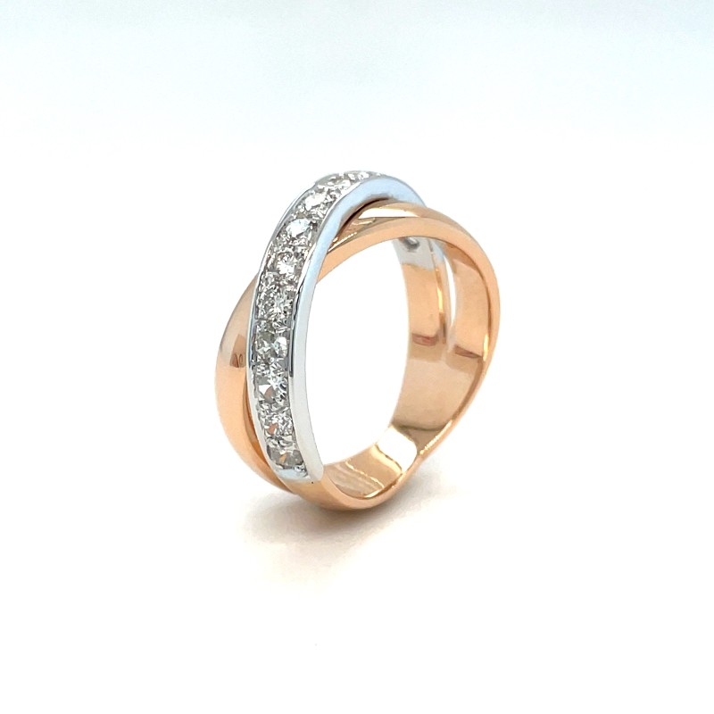 Alliance bicolore or rose et blanc avec diamants près de Lyon