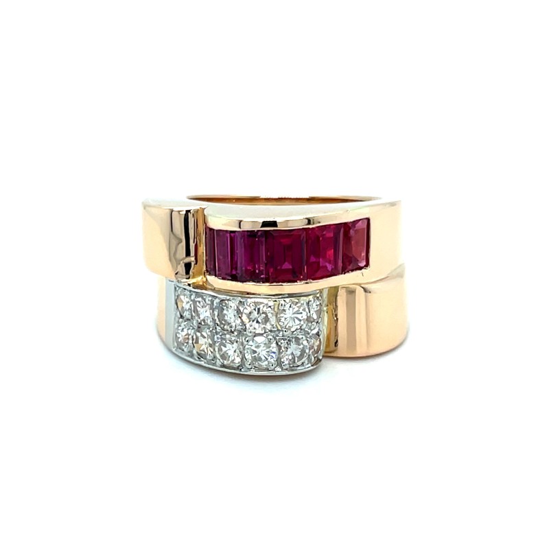 remise en état d’une bague ancienne type « Tank » or rubis et diamants