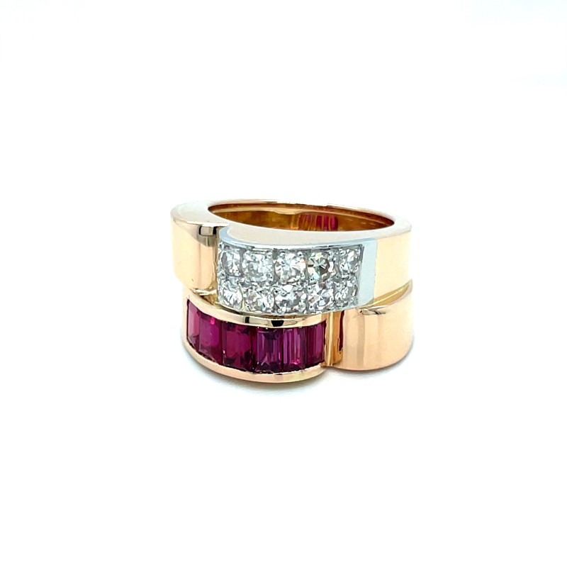 remise en état d’une bague ancienne type « Tank » or rubis et diamants
