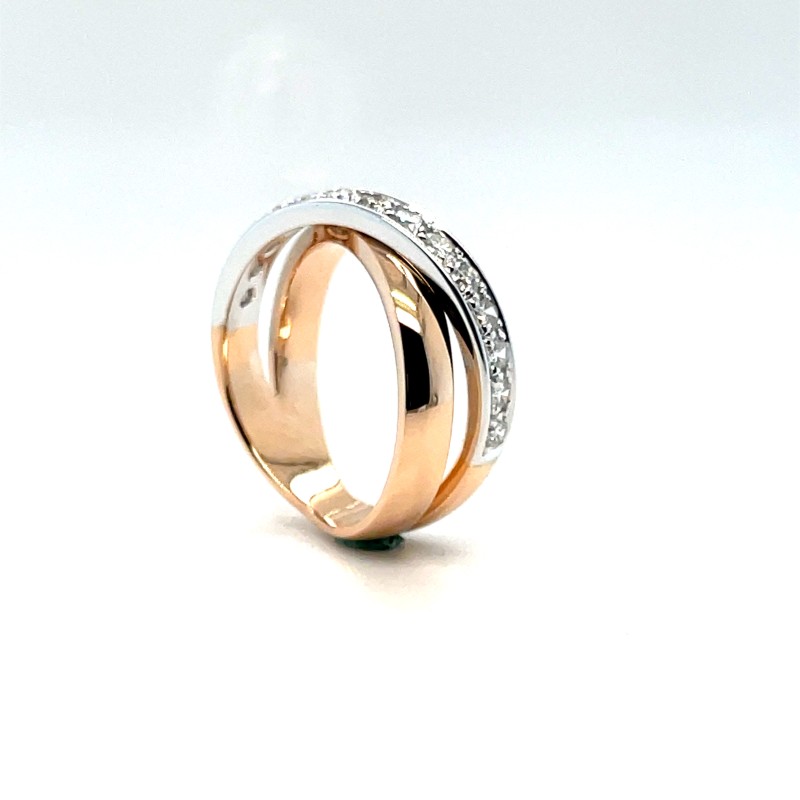 Alliance bicolore or rose et blanc avec diamants près de Lyon