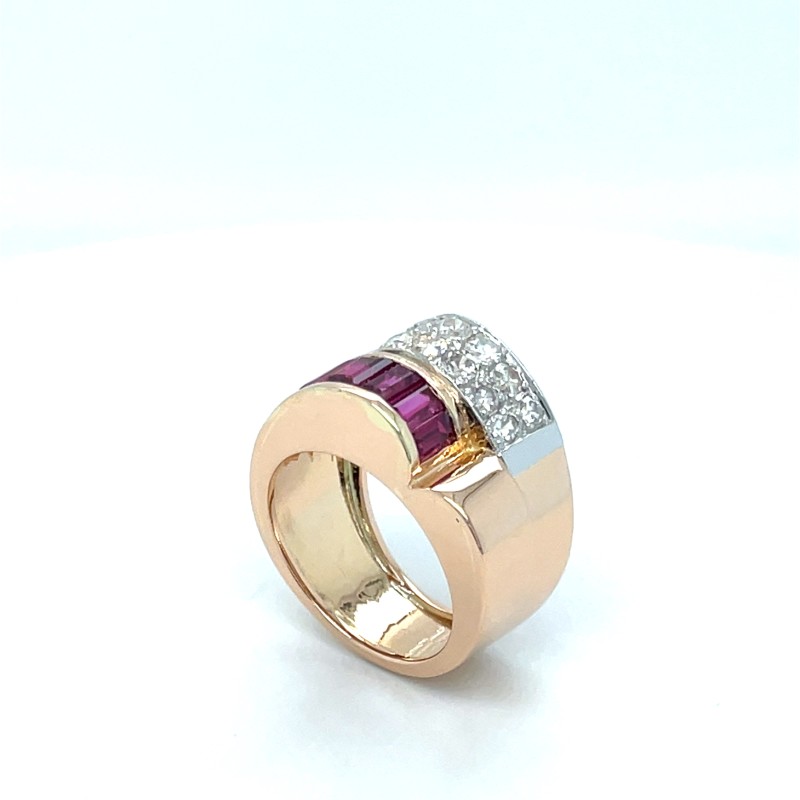 remise en état d’une bague ancienne type « Tank » or rubis et diamants