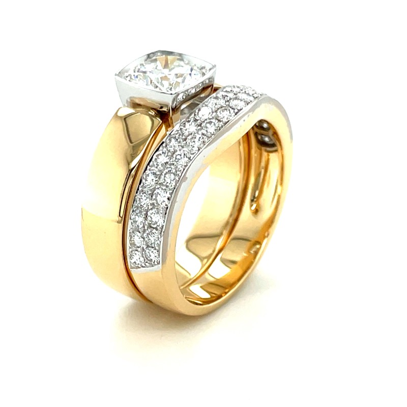 Création d’une bague solitaire diamant de plus d' 1 carat or jaune et or blanc par un joaillier proche des Mont d'Or (69)