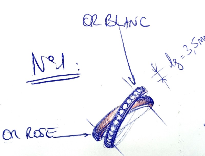 Alliance bicolore or rose et blanc avec diamants près de Lyon