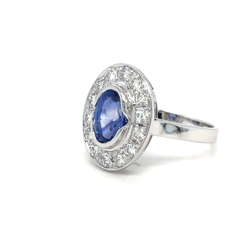 saphir et diamant bague or blanc vers Belleville en Beaujolais