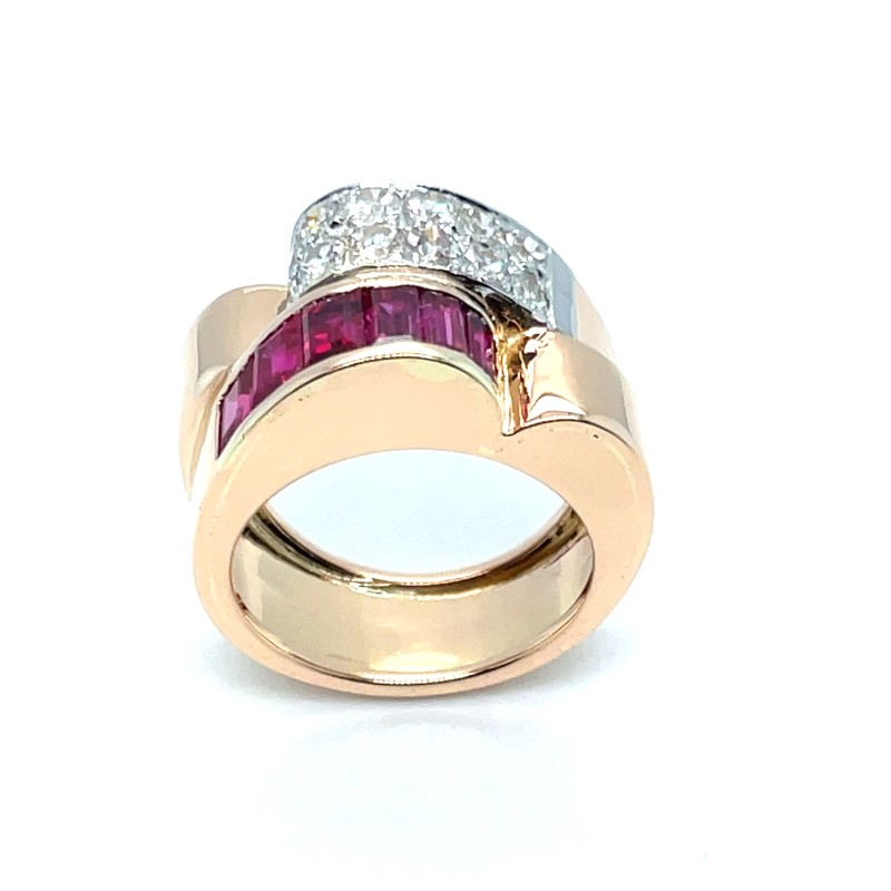 remise en état d’une bague ancienne type « Tank » or rubis et diamants
