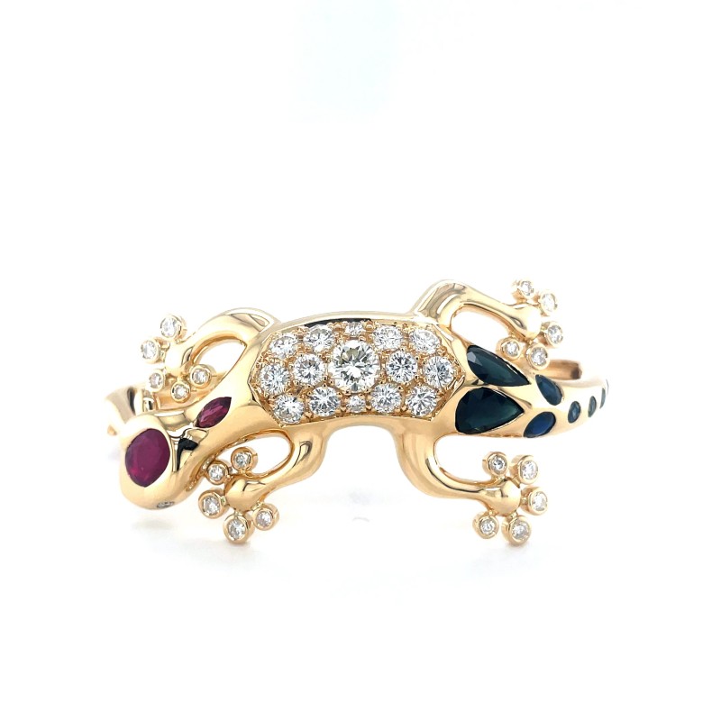 Bracelet en or jaune et pierres précieuses en forme de Salamandre un bijou unique à Villefranche sur Saône proche de Lyon