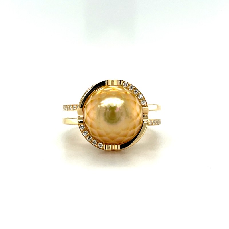 bague or perle et diamant