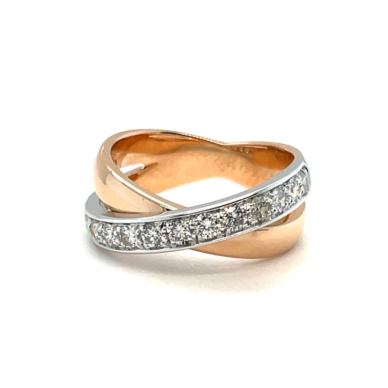 Alliance bicolore or rose et blanc avec diamants près de Lyon