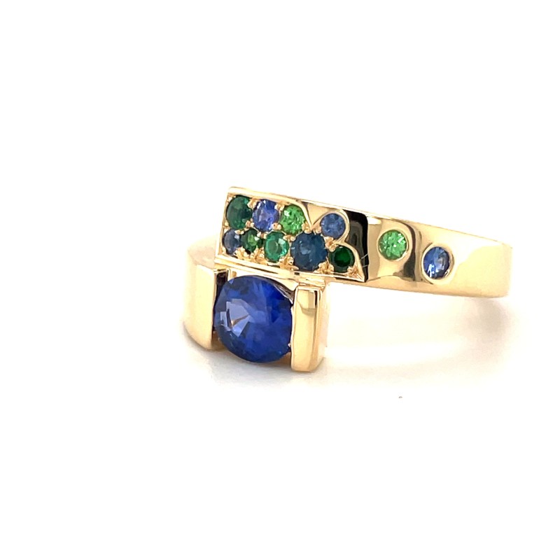 bague noce de saphir bleu or jaune pour femme proche de Lyon