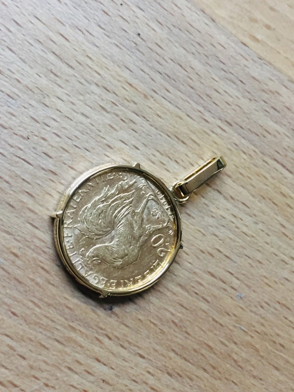 Pendentif pour pièce 20 Francs en Or, montage Florentin POYET Joaillier