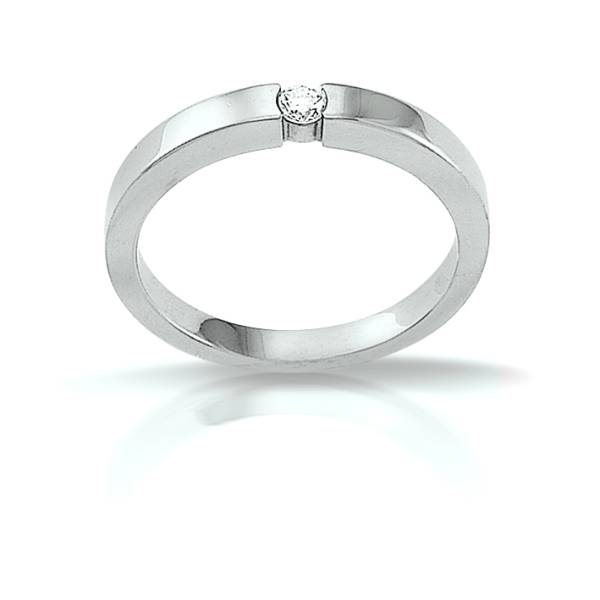 Bague solitaire diamant tailles brillant en or blanc 750/1000e de la collection 3ANO Florentin POYET Joaillier