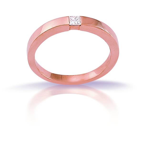 Solitaire pour femme en or rose et diamant carré artisan Joaillier Florentin POYET