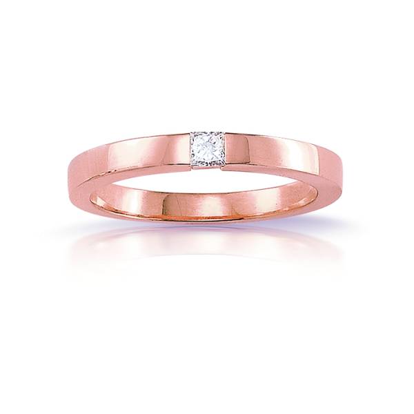 Bague solitaire en or rose et diamant carré pour femme de Florentin POYET artisan joaillier