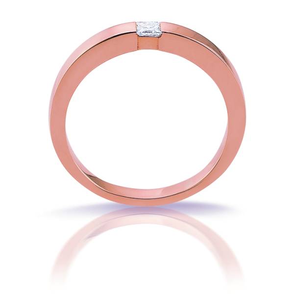 Bague en or rose et diamant taille princesse artisan Joaillier Florentin POYET