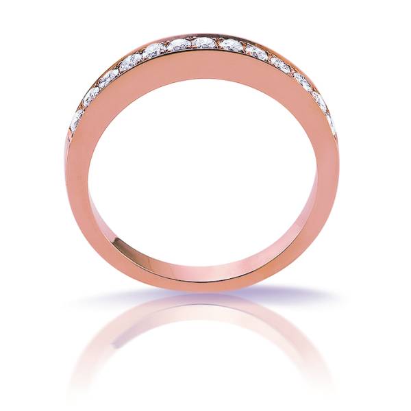 Alliance sertie grain en or rose pour femme artisan joaillier Florentin POYET