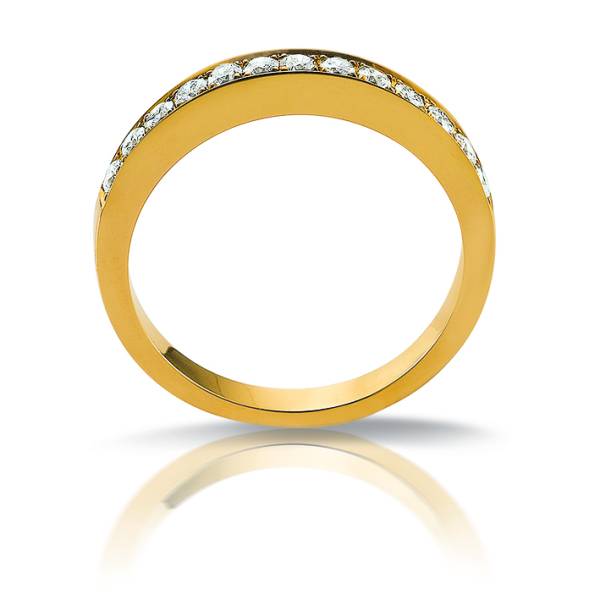 Bague demi- diamant sertie grain en or jaune Florentin POYET artisan Joaillier proche du Bois d'Oingt 