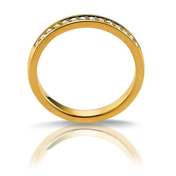 Bague de mariage en or jaune sertie grain demi- plate Florentin POYET Artisan Joaillier 