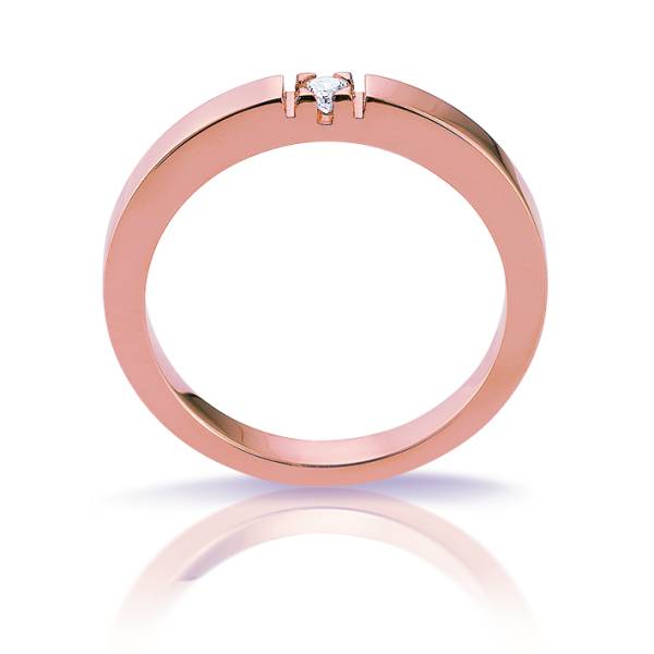 Bague de mariage pour femme solitaire forme carrée en or rose Florentin POYET artisan joaillier