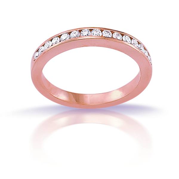 Bague de fiançailles en or rose avec demi- tour diamants de la collection 3ANO Florentin POYET artisan bijoutier joaillier à Villefranche-sur-Saône