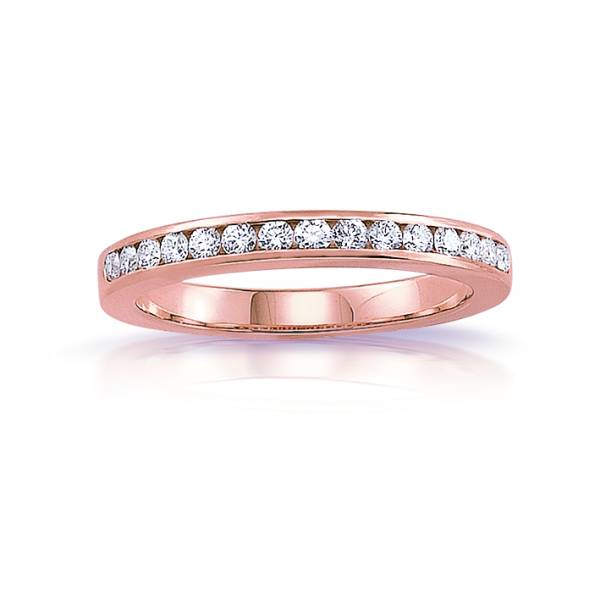 Bague pour femme en or rose avec demi- tour diamants de la collection 3ANO Florentin POYET artisan bijoutier joaillier à Villefranche-sur-Saône