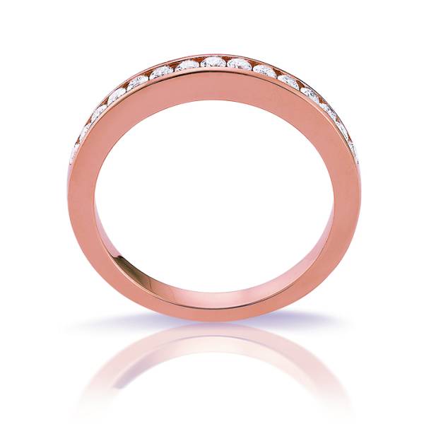 Alliance en or rose avec demi- tour diamants de la collection 3ANO Florentin POYET artisan bijoutier joaillier à Villefranche-sur-Saône