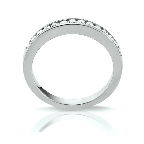 Alliance pour femme en or blanc 18 carats avec demi-tour diamant Florentin POYET artisan Joaillier proche de Jassans-Riottier