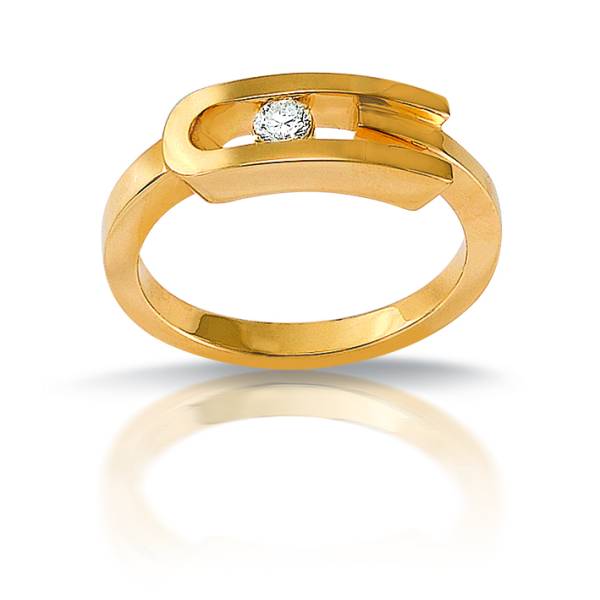 Bague de fiançailles en or jaune et diamant - Florentin POYET