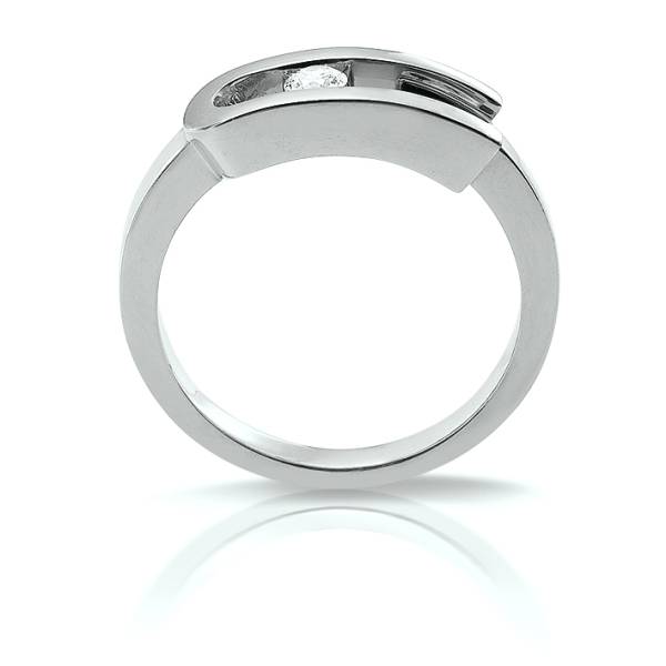 Bague discrète pour femme en or blanc et diamant - Florentin POYET artisan Joaillier à Villefranche sur Saône