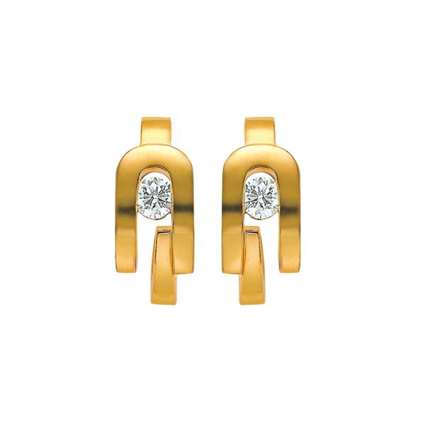 Boucles d'oreilles discrete en or jaune et diamant pour femme - Florentin POYET Artisan Joaillier proche de Lyon