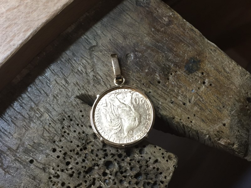 Pendentif pour pièce 20 Francs en Or, montage Florentin POYET Joaillier
