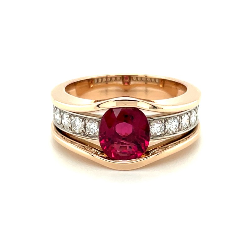 bague pierre rose et diamant pour femme au Sud de Mâcon