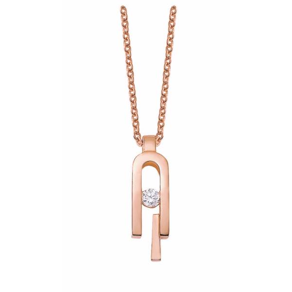 collier or rose avec pendentif diamant