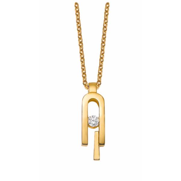 Offrir un collier solitaire diamant pour femme en or jaune - Artisan Joaillier Florentin POYET
